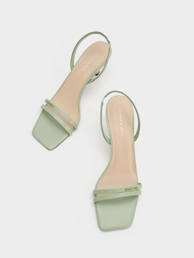 σανδαλια με τακουνι Charles And Keith Double λουρακια Slingback μεντα | 65210-GQHI