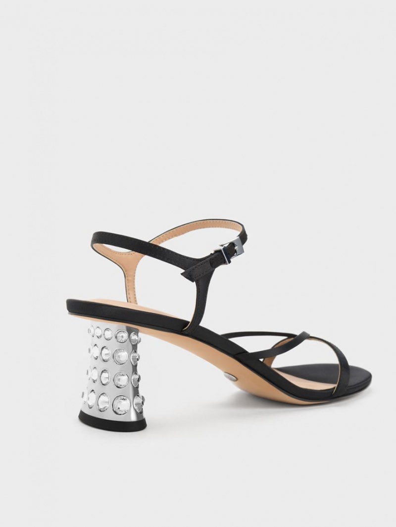 σανδαλια με τακουνι Charles And Keith Embellished Heel Recycled Polyester μαυρα | 45267-HEGX