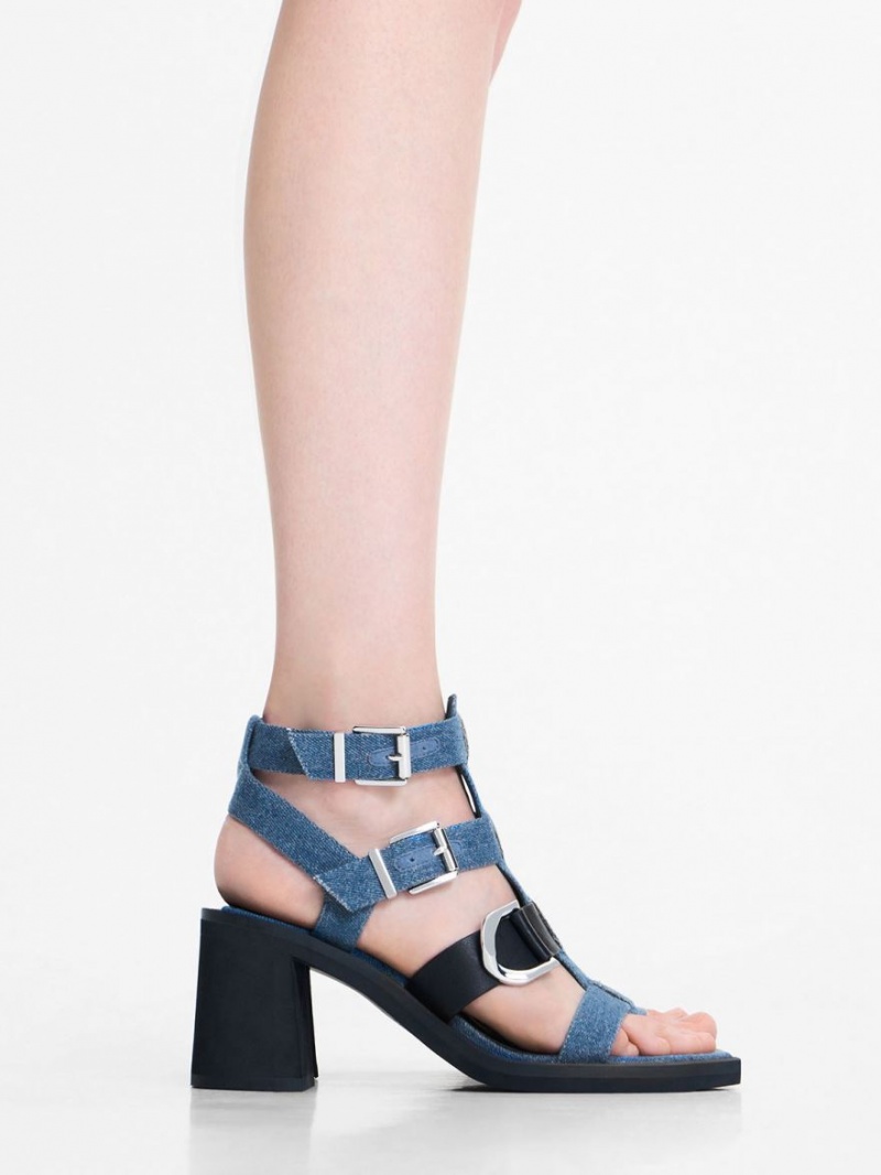 σανδαλια με τακουνι Charles And Keith Gabine Denim Gladiator μπλε | 20871-NQYM