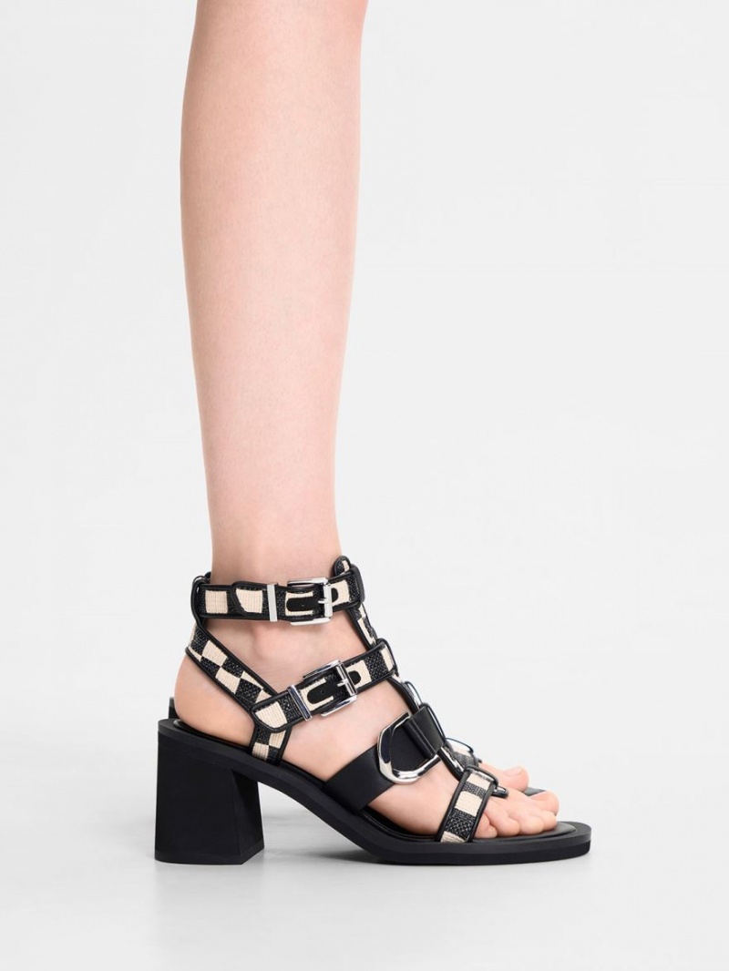 σανδαλια με τακουνι Charles And Keith Gabine Gingham Gladiator Πολύχρωμο | 29174-OVBZ