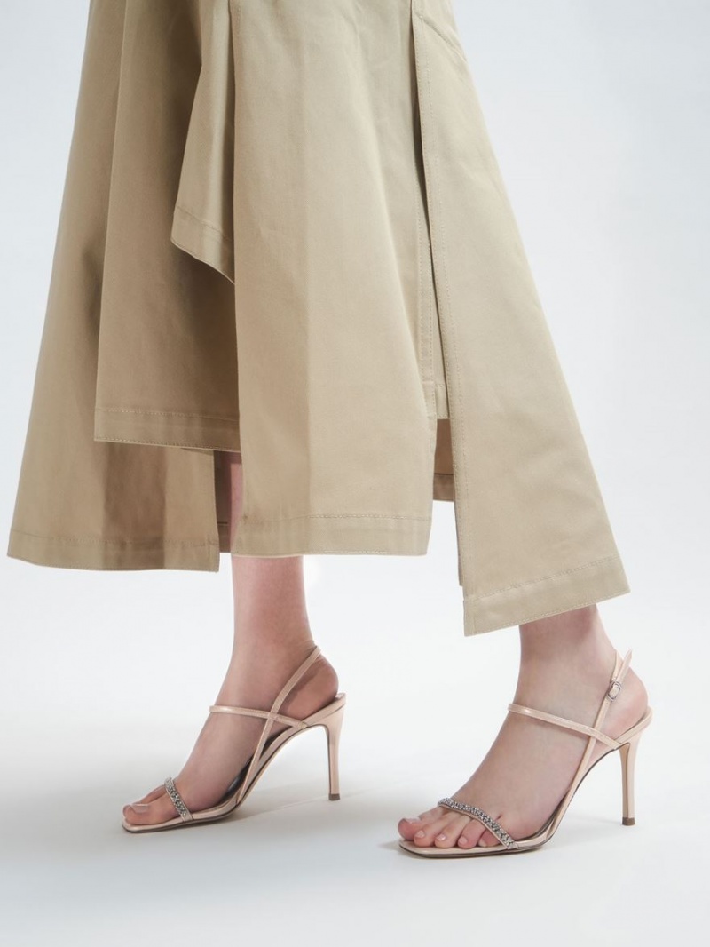 Σανδάλια Με Λουριά Charles And Keith Gem-Embellished Μπεζ | 97651-AGFY