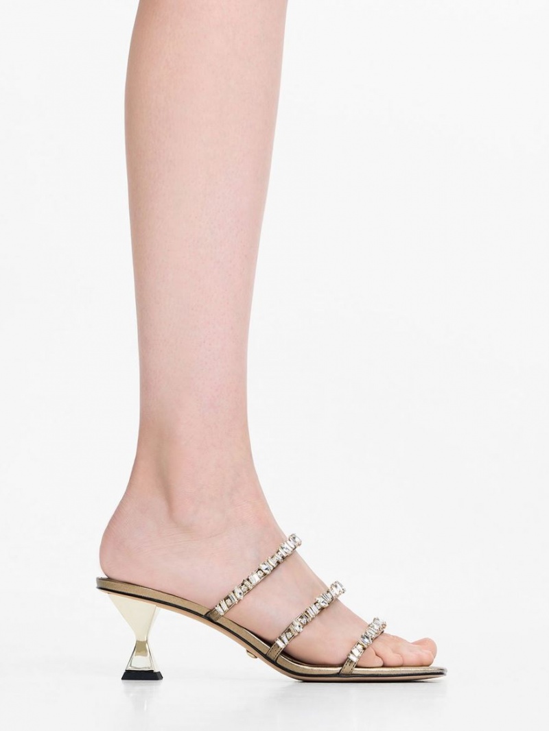 Σανδάλια Με Λουριά Charles And Keith Gem-Encrusted Metallic χρυσο χρωμα | 41526-XBIQ
