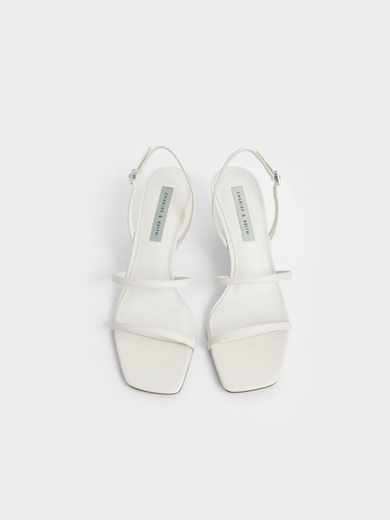 Σανδάλια Με Λουριά Charles And Keith Geometric Heel ασπρα | 79231-BSLH