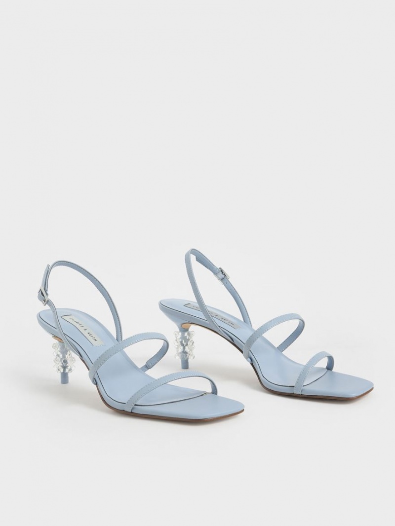 Σανδάλια Με Λουριά Charles And Keith Geometric Heel ανοιχτο μπλε | 09735-SALM