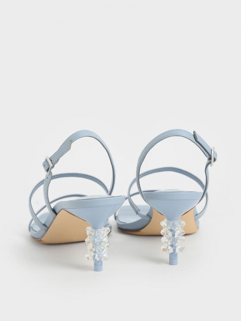 Σανδάλια Με Λουριά Charles And Keith Geometric Heel ανοιχτο μπλε | 09735-SALM