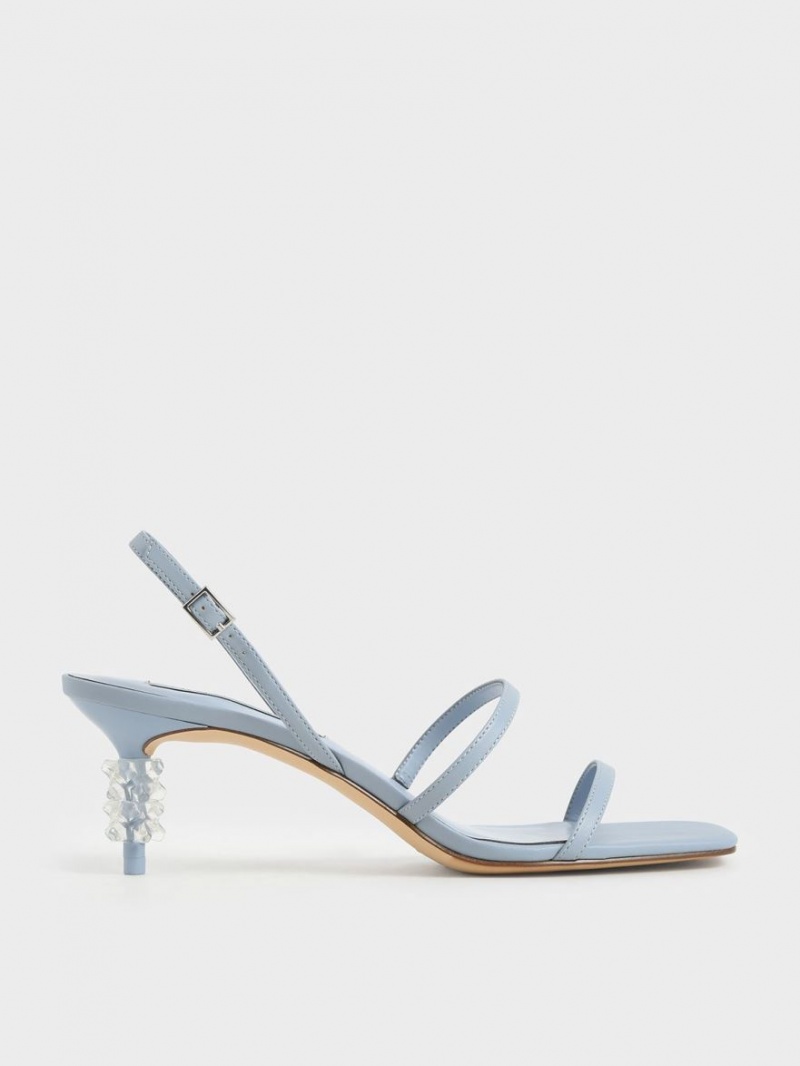 Σανδάλια Με Λουριά Charles And Keith Geometric Heel ανοιχτο μπλε | 09735-SALM