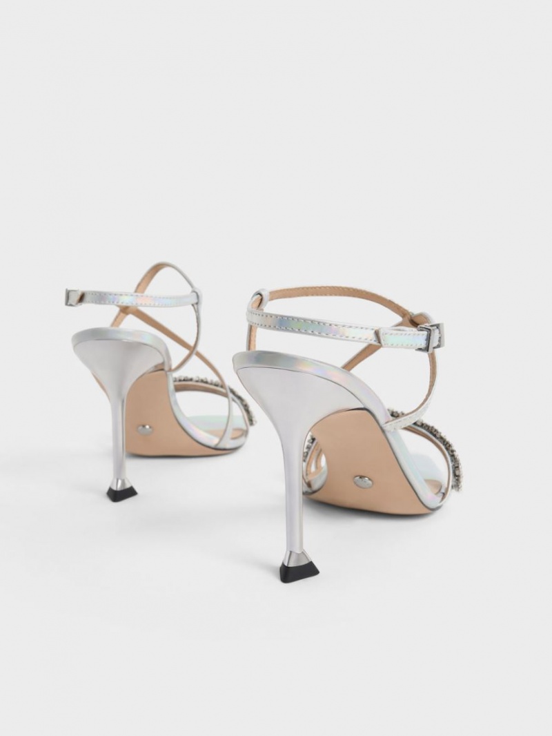 Σανδάλια Με Λουριά Charles And Keith Holographic δερματινα Gem-Embellished Πολύχρωμο | 97641-ASNC