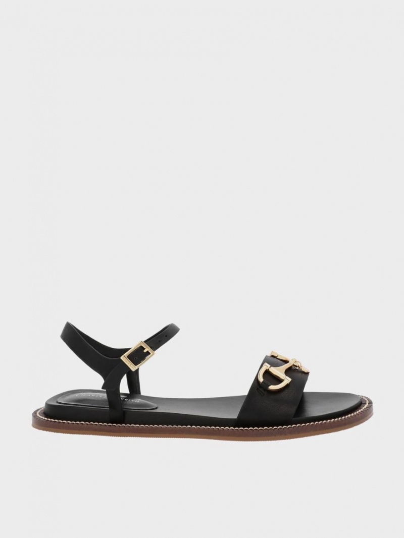 Σανδάλια Με Λουριά Charles And Keith Horsebit Back μαυρα | 27358-AUSR