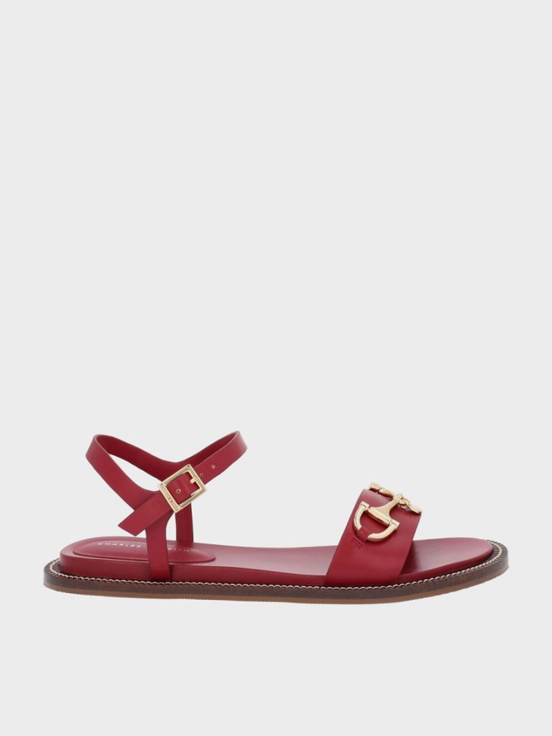 Σανδάλια Με Λουριά Charles And Keith Horsebit Back κοκκινα | 80437-OTYC