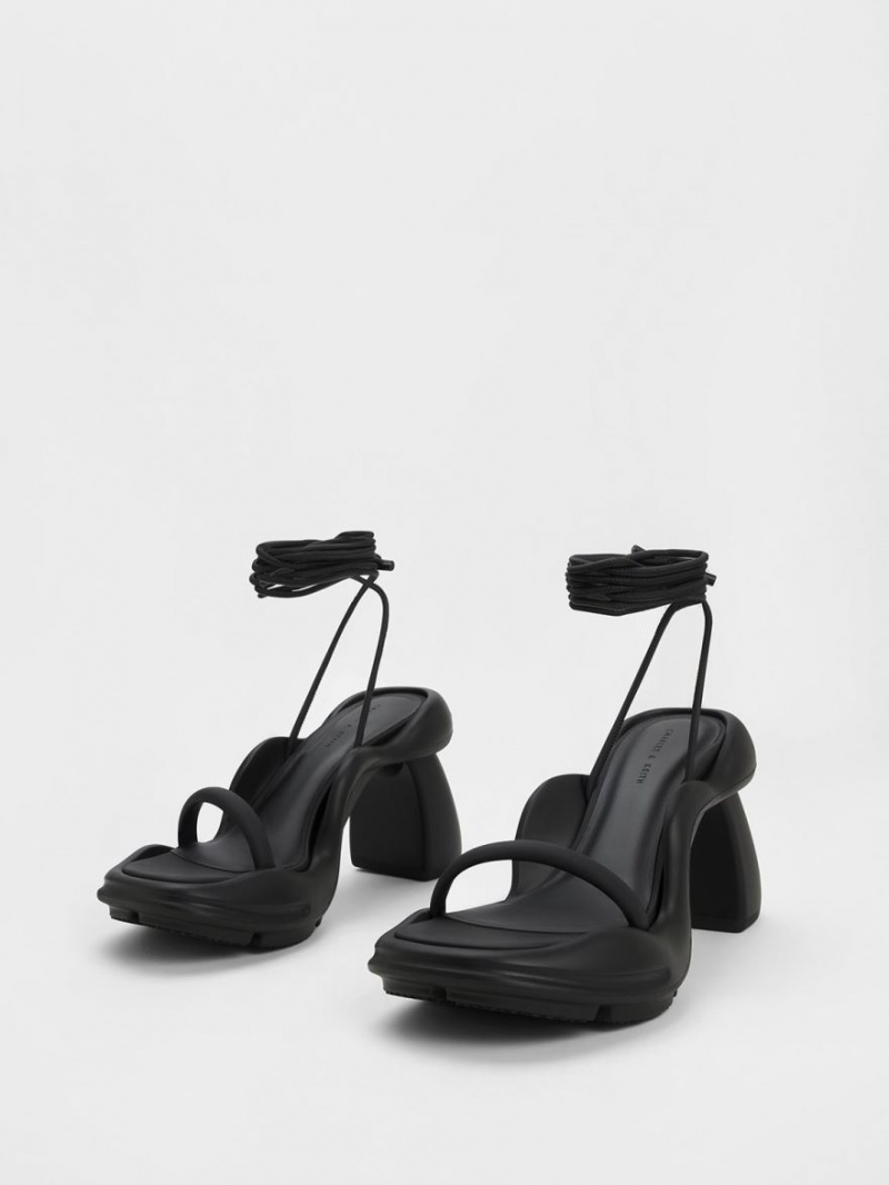 σανδαλια με τακουνι Charles And Keith Leila Tie-Around Sculptural μαυρα | 24513-OLKP