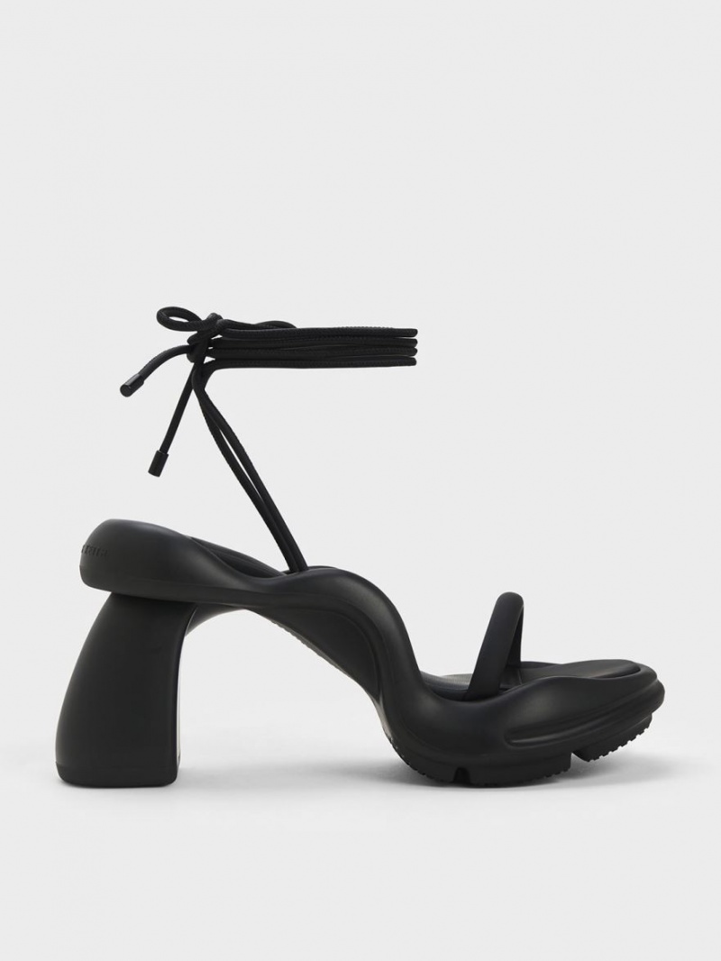 σανδαλια με τακουνι Charles And Keith Leila Tie-Around Sculptural μαυρα | 24513-OLKP