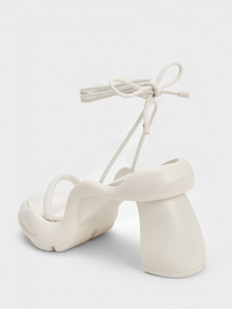 σανδαλια με τακουνι Charles And Keith Leila Tie-Around Sculptural κρέμα | 19375-SZIM
