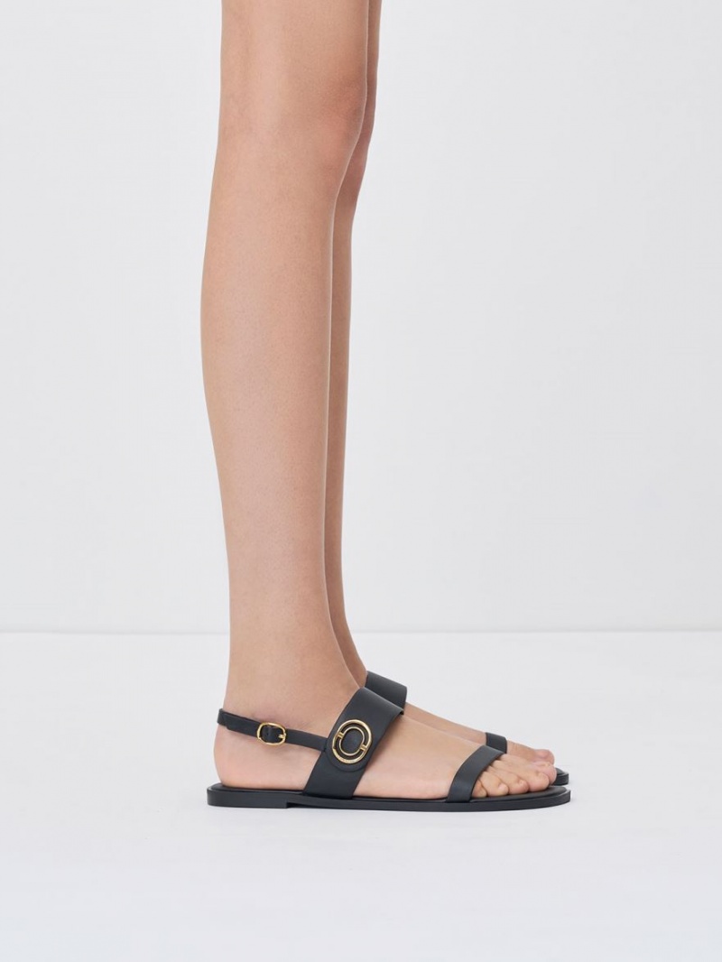 Σανδάλια Με Λουριά Charles And Keith Metallic Accent Back μαυρα | 76543-SJBO