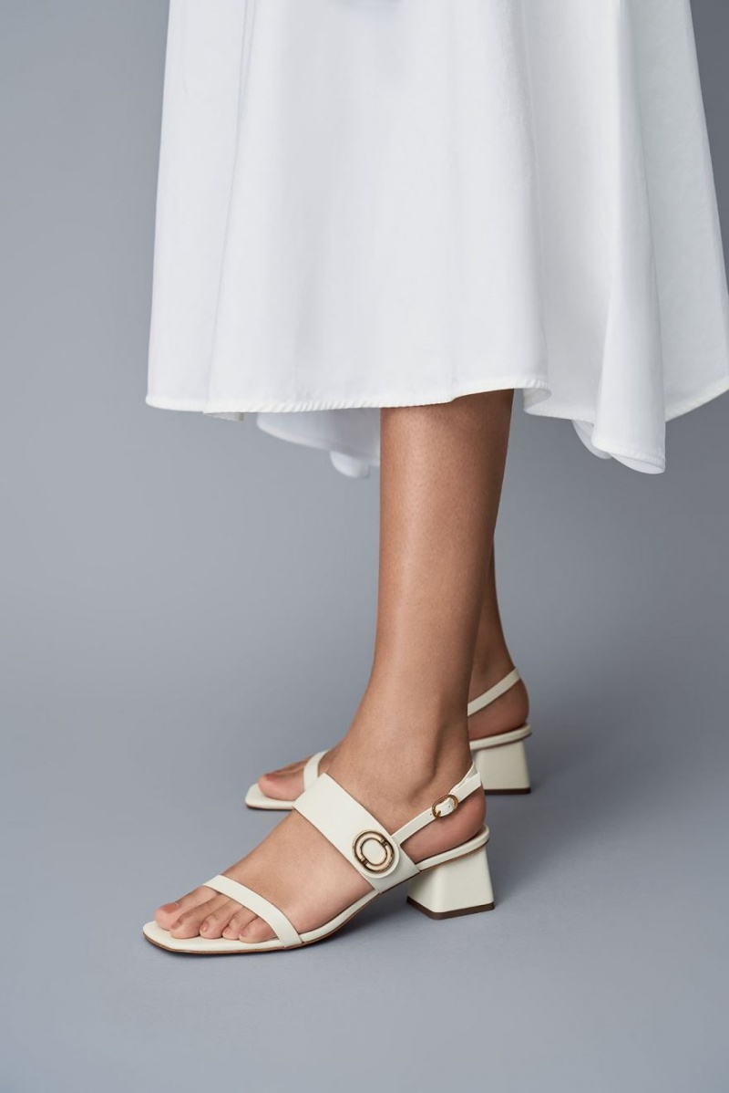 σανδαλια με τακουνι Charles And Keith Metallic Accent Trapeze ασπρα | 51687-SZIV