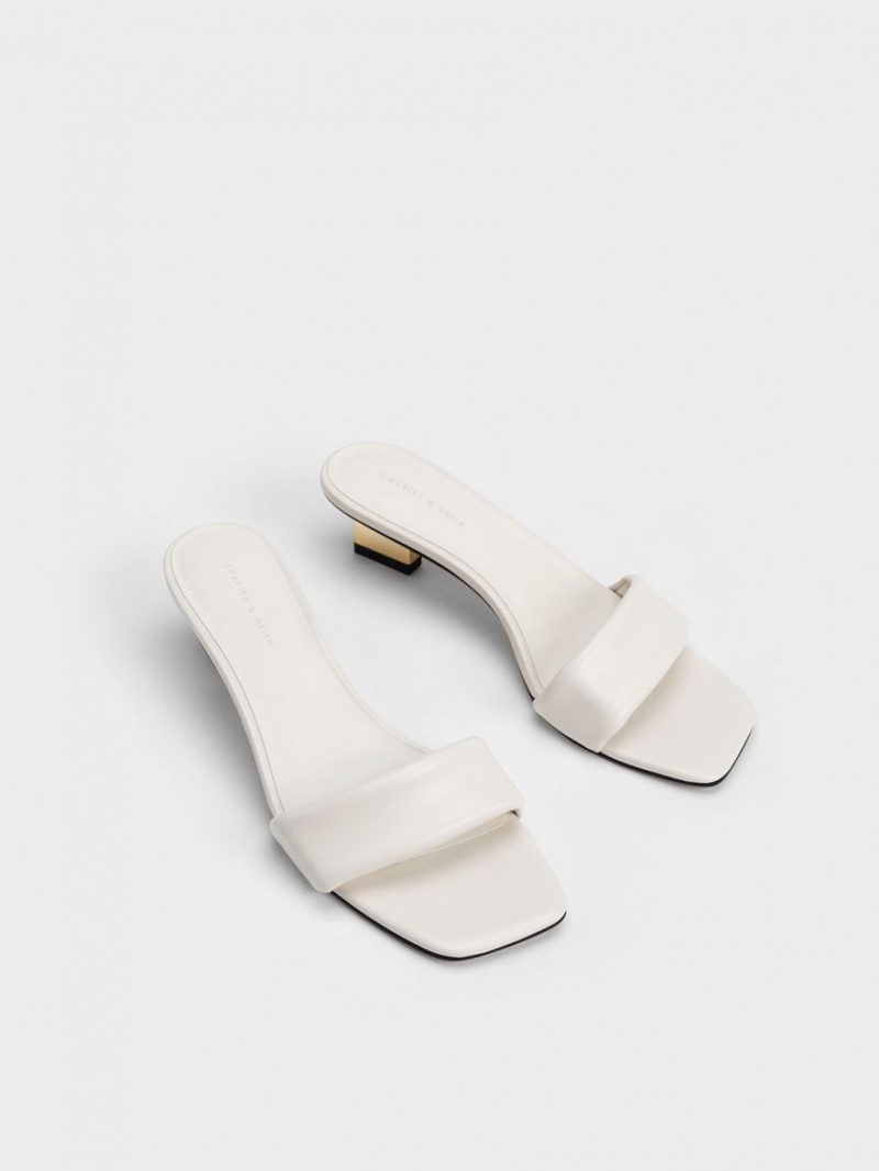σανδαλια με τακουνι Charles And Keith Metallic Blade ασπρα | 64935-ULSP