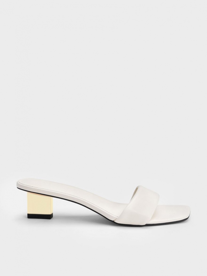 σανδαλια με τακουνι Charles And Keith Metallic Blade ασπρα | 64935-ULSP
