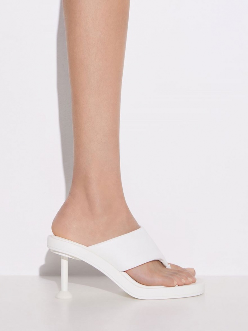 σανδαλια με τακουνι Charles And Keith Noemi Spool ασπρα | 27946-QDTA