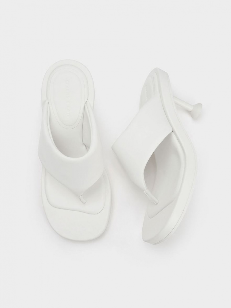 σανδαλια με τακουνι Charles And Keith Noemi Spool ασπρα | 27946-QDTA