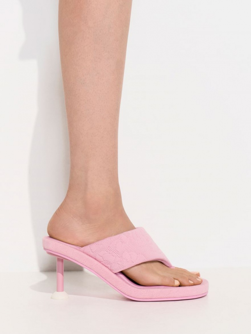 σανδαλια με τακουνι Charles And Keith Noemi Πλεκτά Spool ροζ | 20394-ZEPU