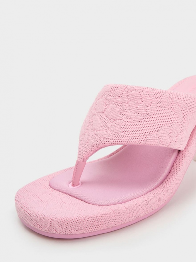 σανδαλια με τακουνι Charles And Keith Noemi Πλεκτά Spool ροζ | 20394-ZEPU