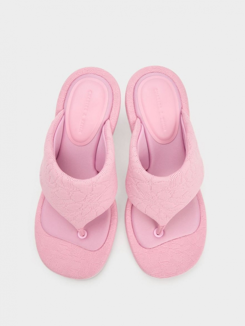 σανδαλια με τακουνι Charles And Keith Noemi Πλεκτά Spool ροζ | 20394-ZEPU