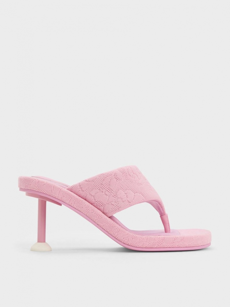 σανδαλια με τακουνι Charles And Keith Noemi Πλεκτά Spool ροζ | 20394-ZEPU
