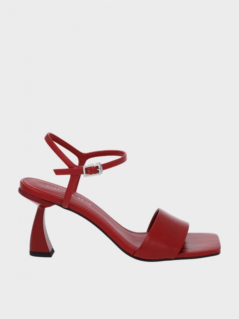 σανδαλια με τακουνι Charles And Keith Open toe Curved κοκκινα | 47169-XZLQ