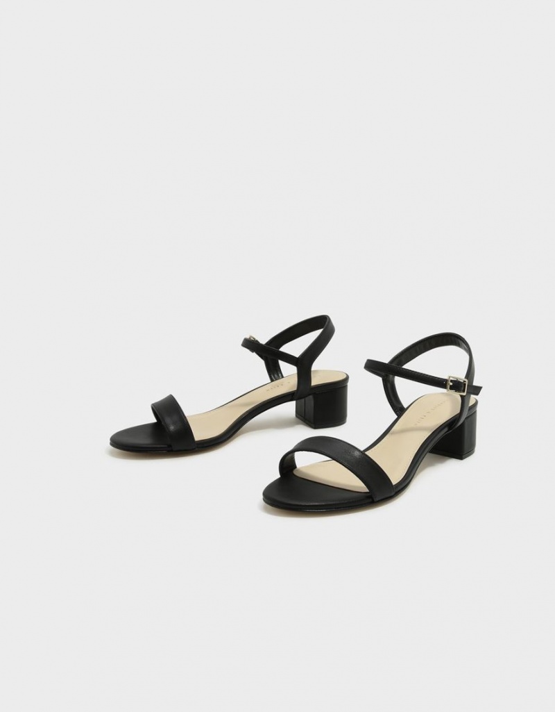 σανδαλια με τακουνι Charles And Keith Open-toe μαυρα | 13092-DMNZ