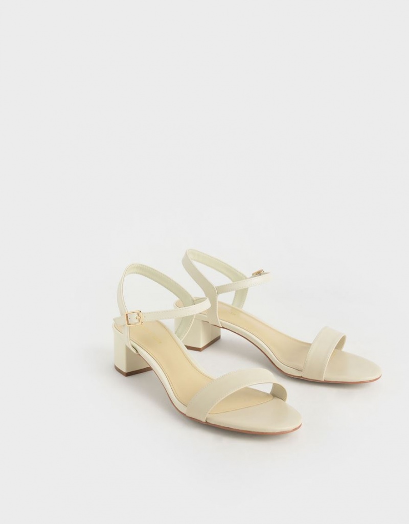 σανδαλια με τακουνι Charles And Keith Open-toe κρέμα | 60872-JFPT