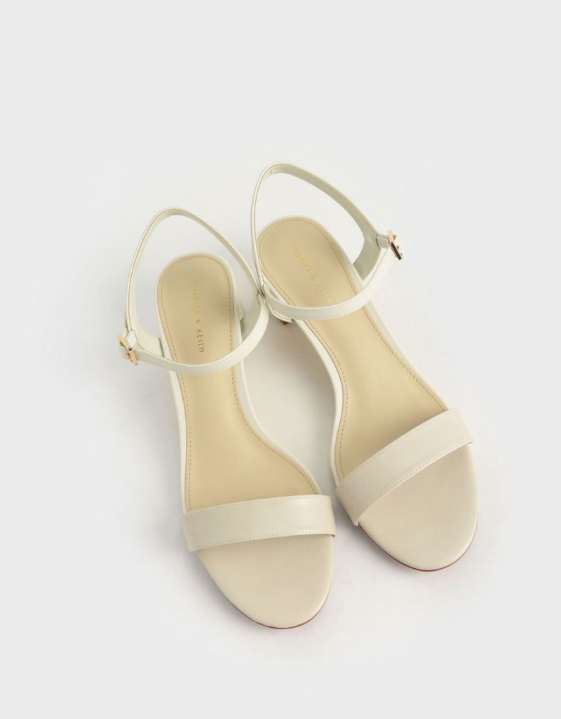 σανδαλια με τακουνι Charles And Keith Open-toe κρέμα | 60872-JFPT