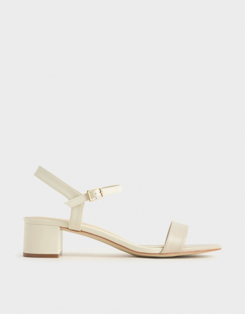 σανδαλια με τακουνι Charles And Keith Open-toe κρέμα | 60872-JFPT
