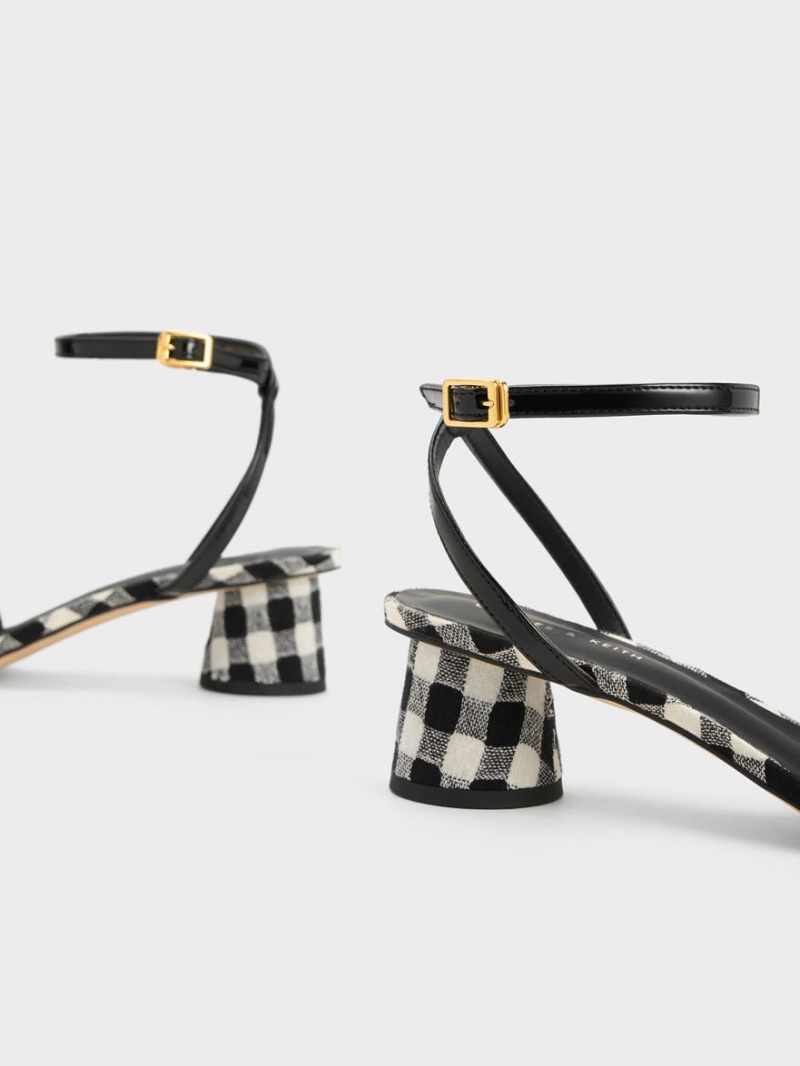 σανδαλια με τακουνι Charles And Keith Pearl-Embellished Gingham Πολύχρωμο | 23084-GVSA