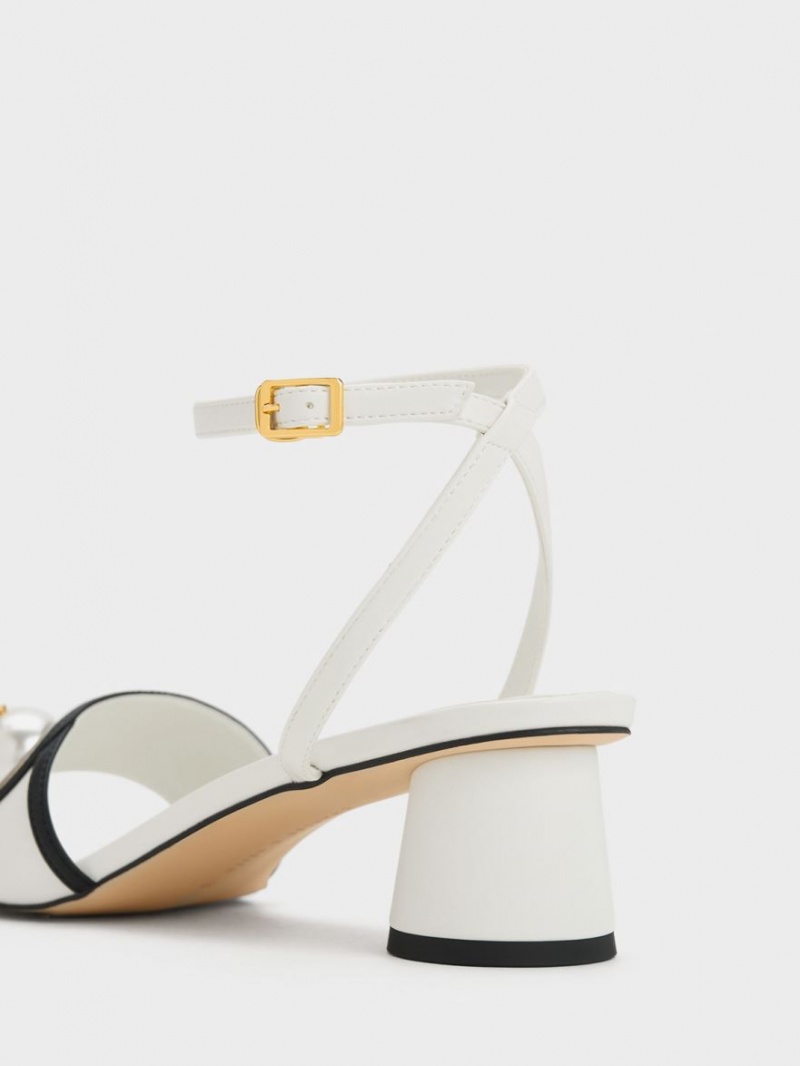 σανδαλια με τακουνι Charles And Keith Pearl-Embellished ασπρα | 38106-UDZG