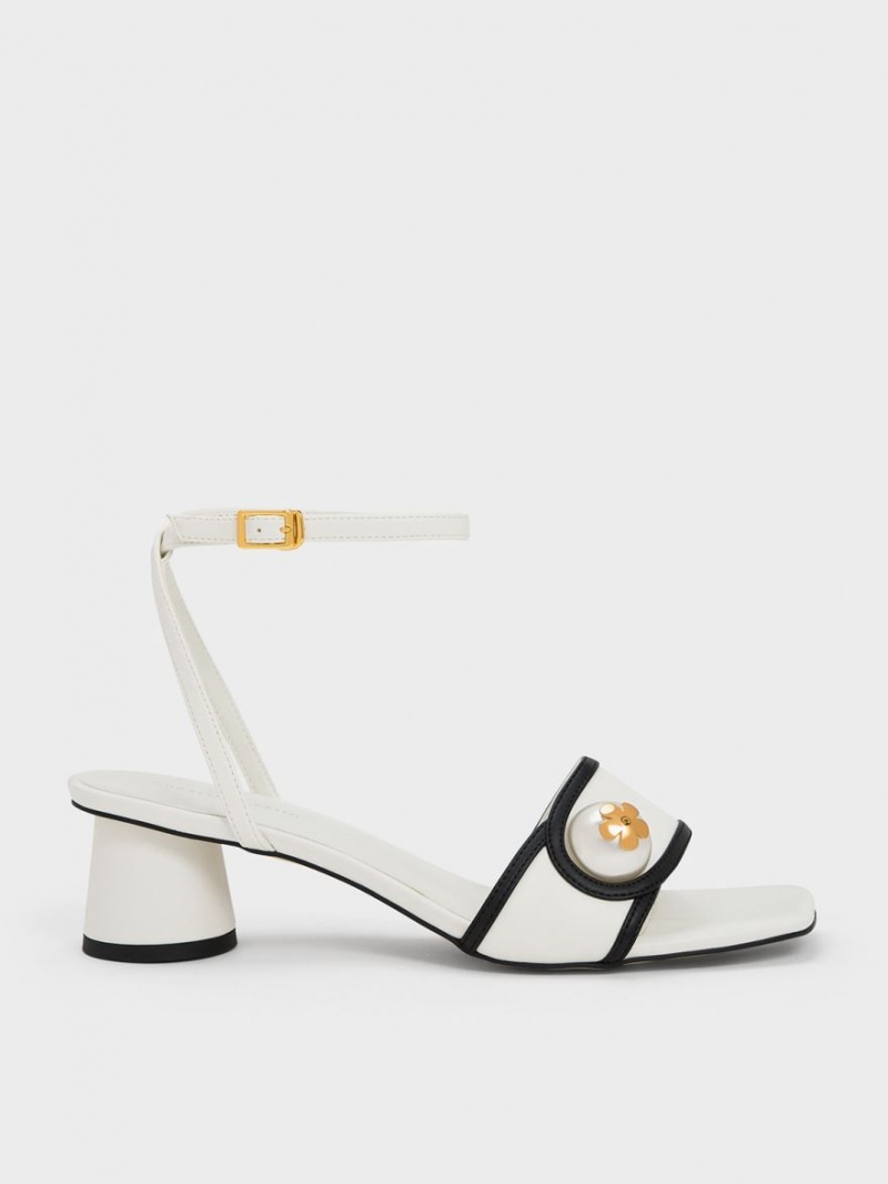 σανδαλια με τακουνι Charles And Keith Pearl-Embellished ασπρα | 38106-UDZG