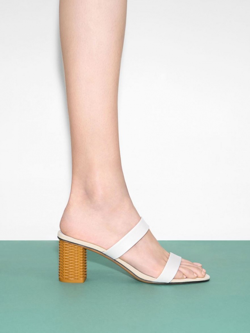 σανδαλια με τακουνι Charles And Keith Rattan Block ασπρα | 05218-XBFH
