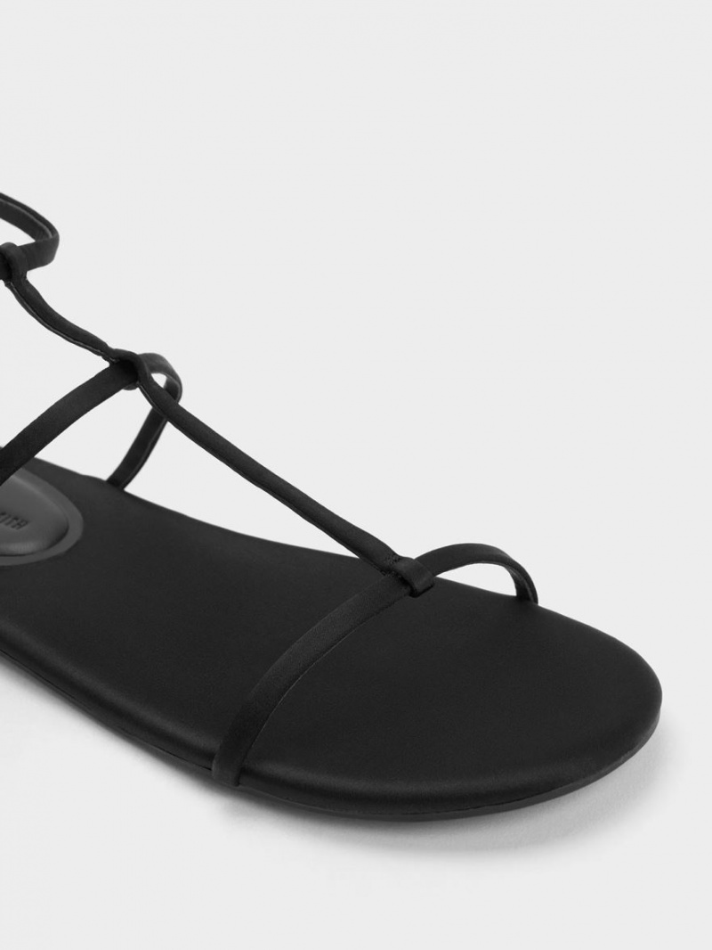 Σανδάλια Με Λουριά Charles And Keith Recycled Polyester T-Bar Ankle μαυρα | 45679-ZKNJ