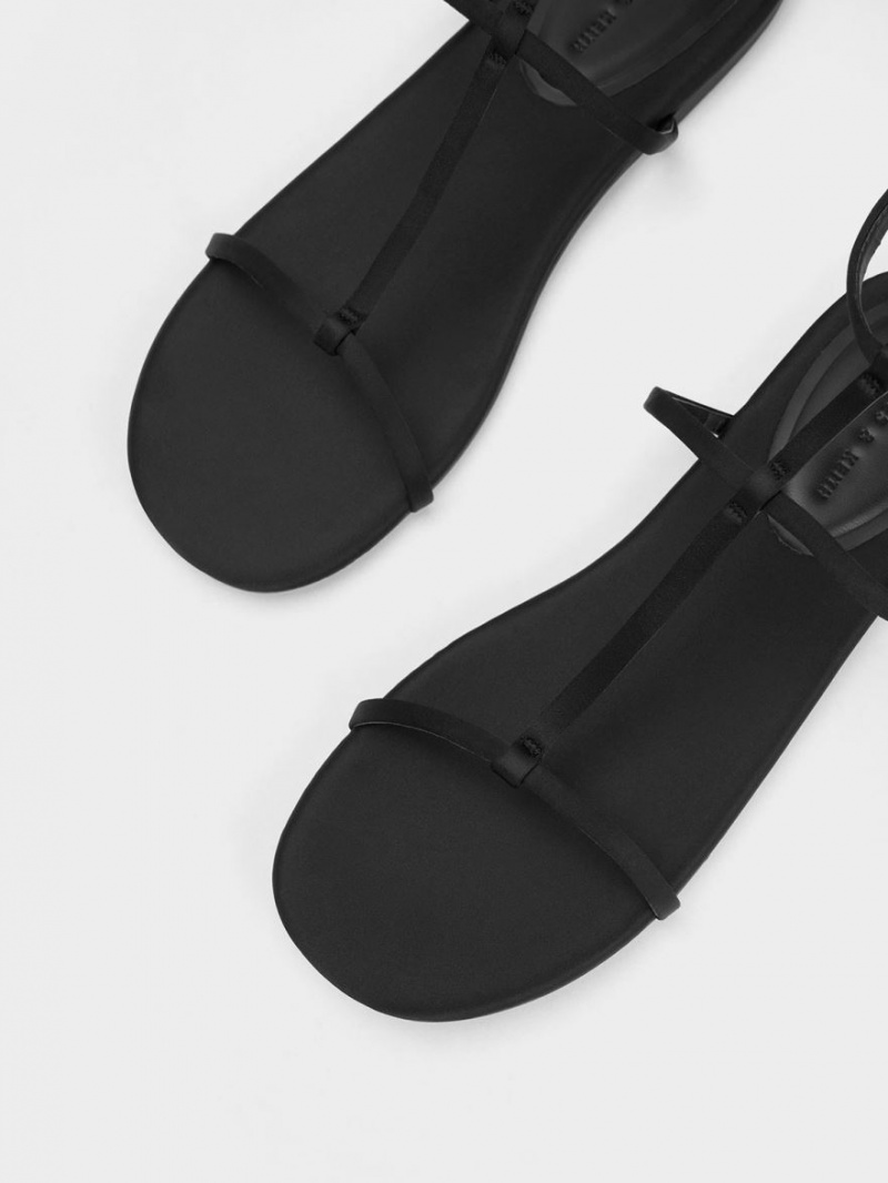 Σανδάλια Με Λουριά Charles And Keith Recycled Polyester T-Bar Ankle μαυρα | 45679-ZKNJ