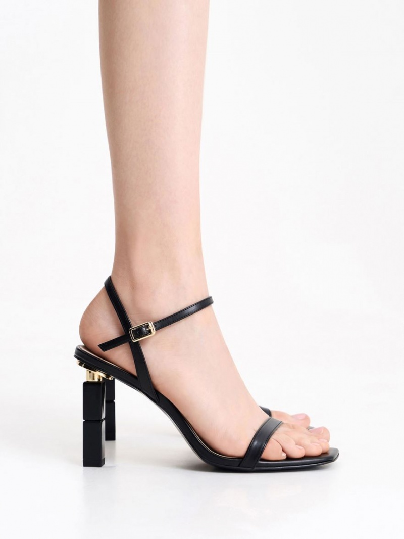 σανδαλια με τακουνι Charles And Keith Sculptural μαυρα | 36159-AQJR