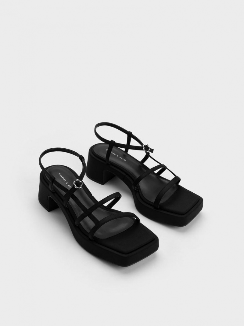 Σανδάλια Με Λουριά Charles And Keith Selene Flower-πόρπης μαυρα | 06153-FVWO