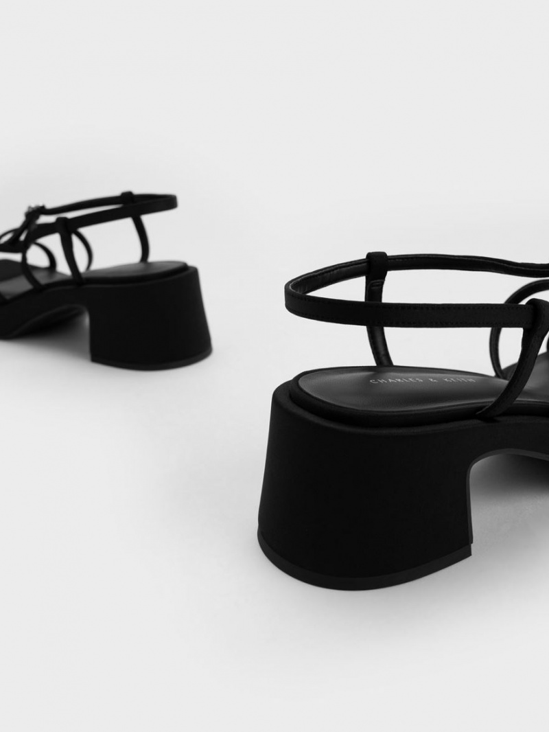 Σανδάλια Με Λουριά Charles And Keith Selene Flower-πόρπης μαυρα | 06153-FVWO