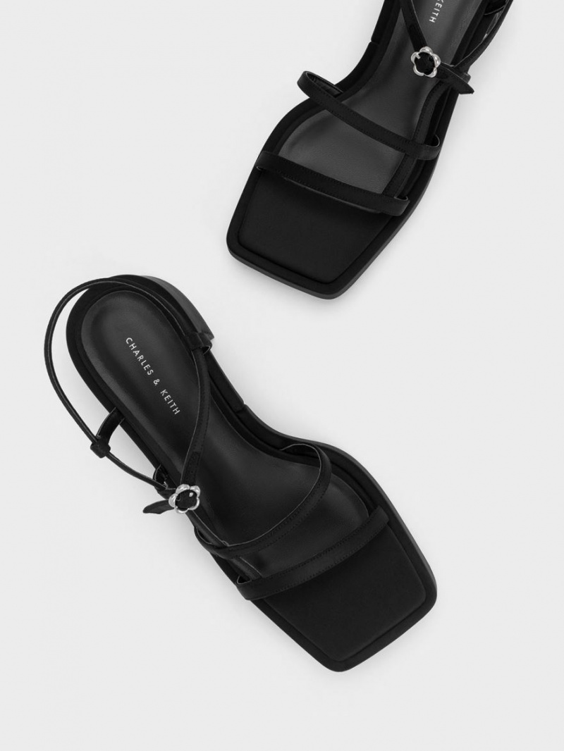 Σανδάλια Με Λουριά Charles And Keith Selene Flower-πόρπης μαυρα | 06153-FVWO