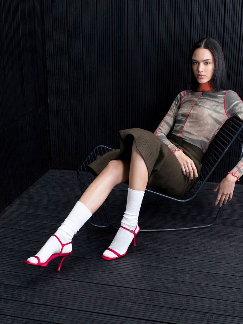 σανδαλια με τακουνι Charles And Keith Spool Heel Satin κοκκινα | 05246-VOFM