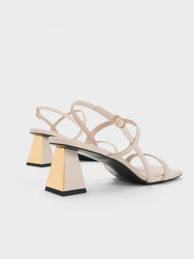 Σανδάλια Με Λουριά Charles And Keith Square-toe ασπρα | 14387-ORMY