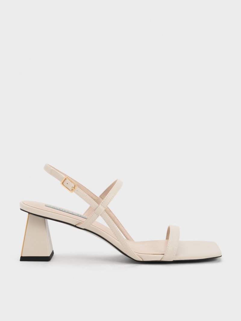 Σανδάλια Με Λουριά Charles And Keith Square-toe ασπρα | 14387-ORMY