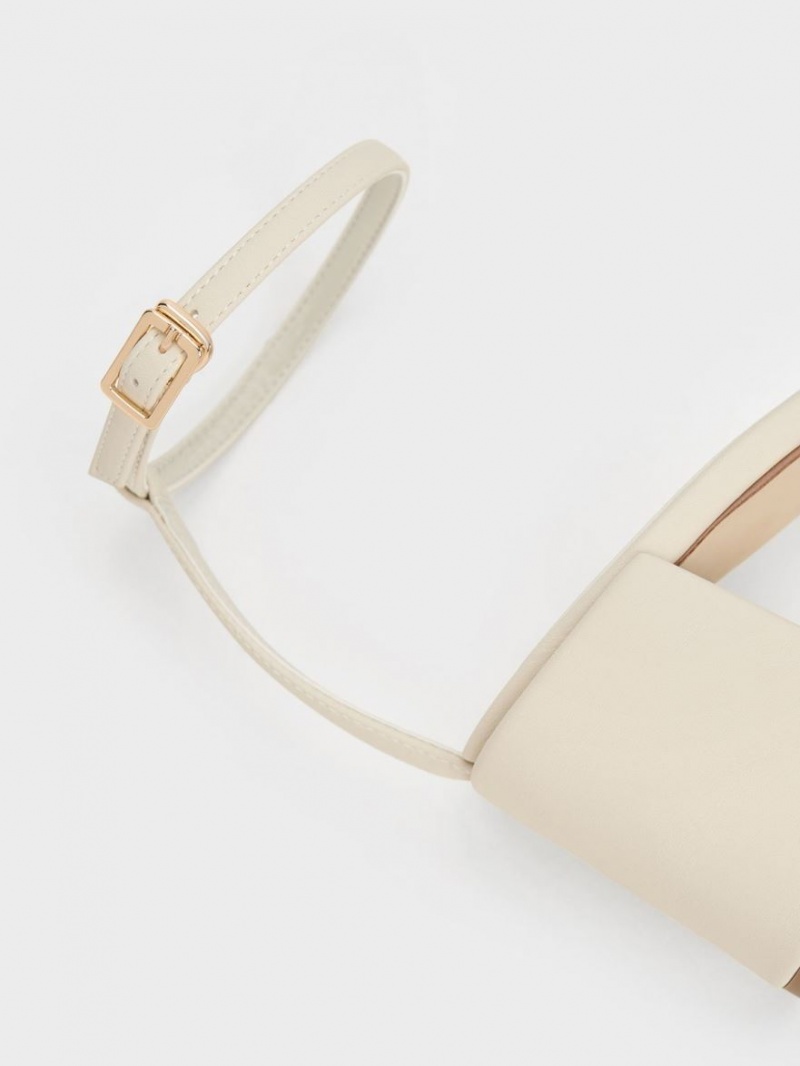 σανδαλια με τακουνι Charles And Keith Studded Ankle-λουρακια κρέμα | 76105-CDTG