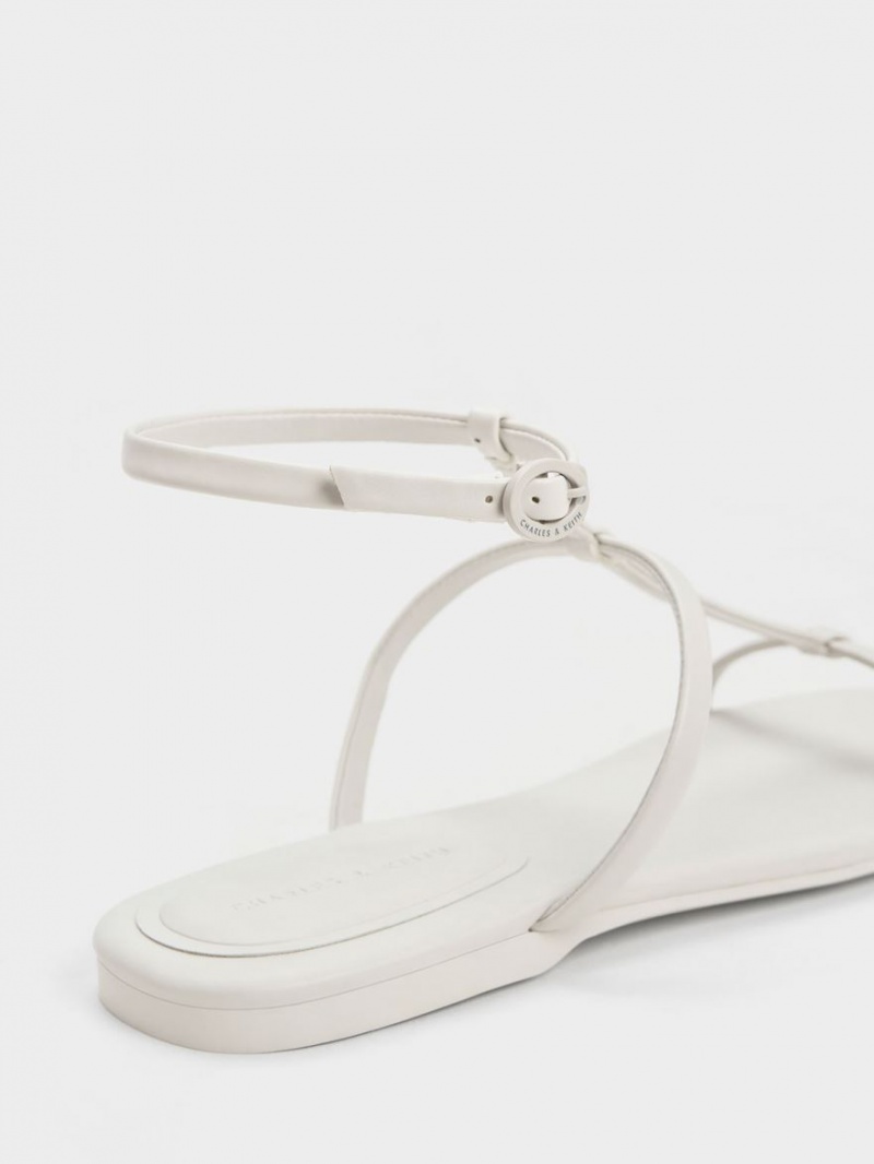Σανδάλια Με Λουριά Charles And Keith T-Bar Ankle ασπρα | 51230-TXKW