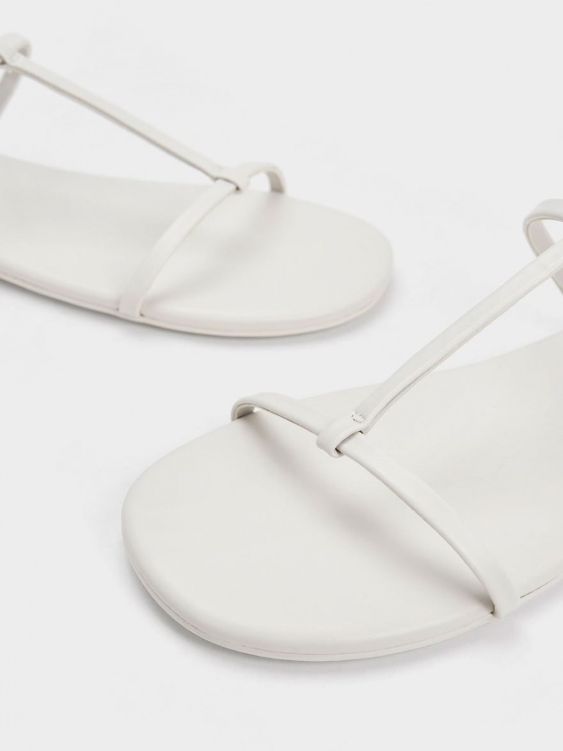 Σανδάλια Με Λουριά Charles And Keith T-Bar Ankle ασπρα | 51230-TXKW