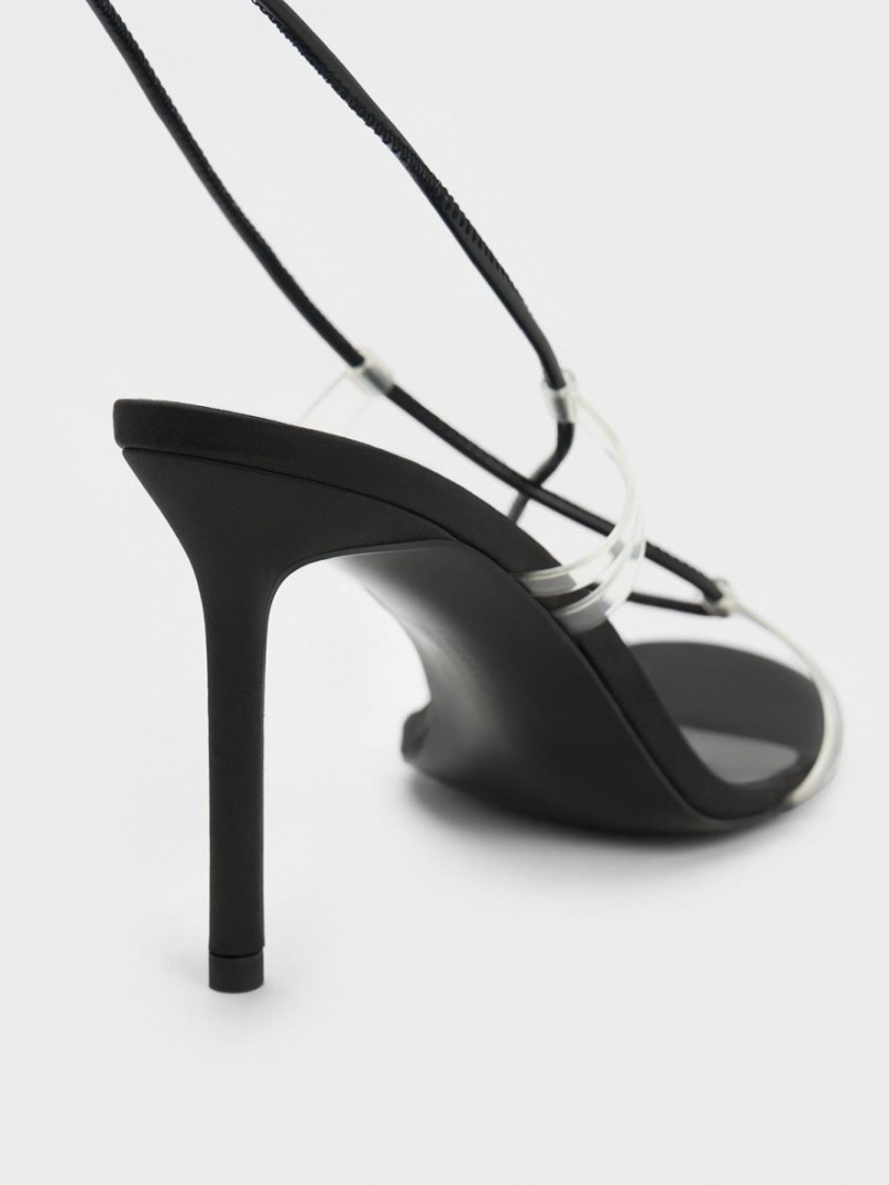 σανδαλια με τακουνι Charles And Keith Tie-Around μαυρα | 02734-BWCZ