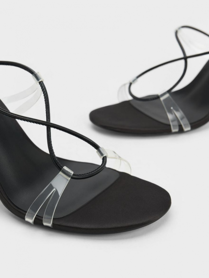 σανδαλια με τακουνι Charles And Keith Tie-Around μαυρα | 02734-BWCZ