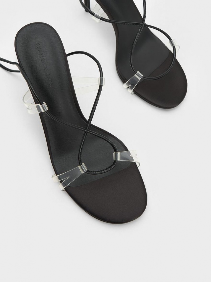 σανδαλια με τακουνι Charles And Keith Tie-Around μαυρα | 02734-BWCZ